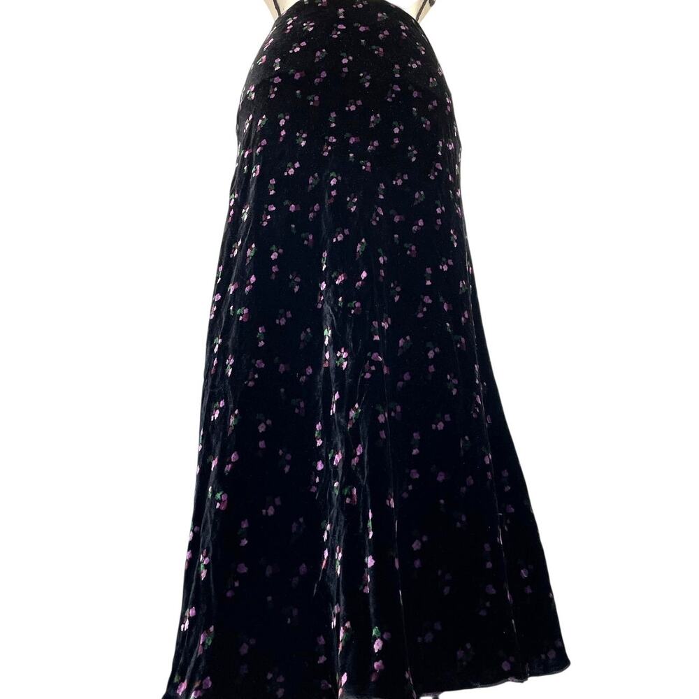 Hatch Stella Black Velvet Slip Midi Skirt Size M Floral Maternity